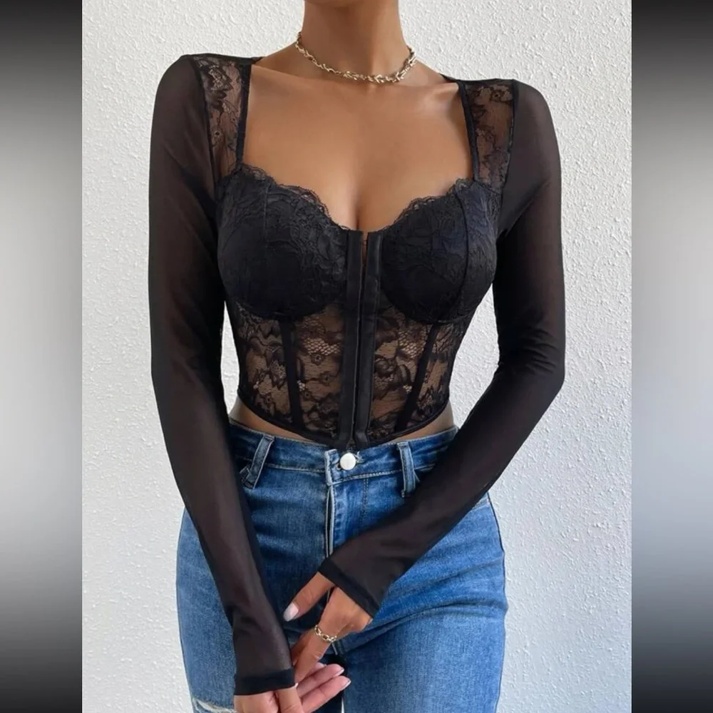 Boho lace bustier corset crop top